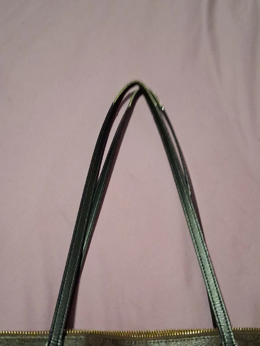 Coach Brown Signature Tote with Dark Green Handles - Picture 4 of 10